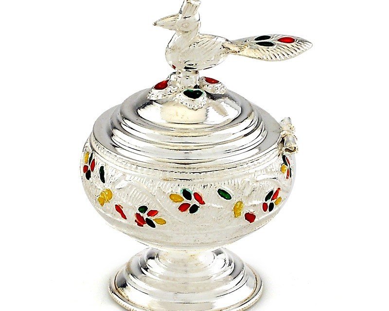 Silver Peacock Kungumam