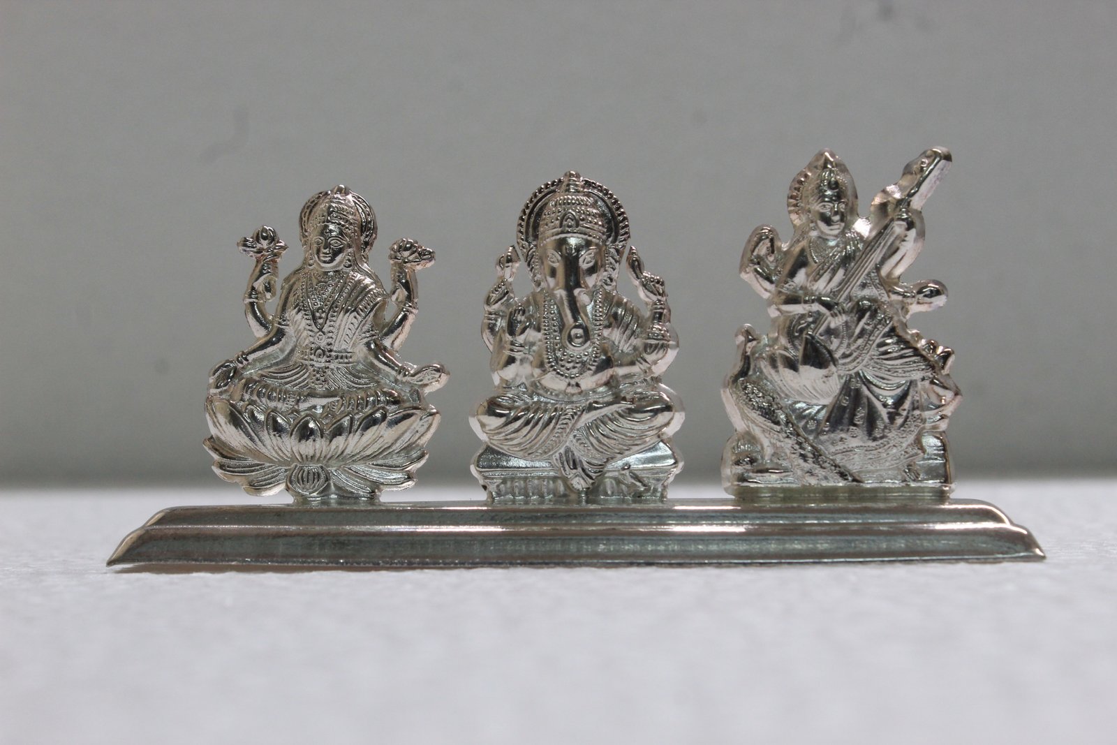 Silver Ganesh Lakshmi Saraswathi
